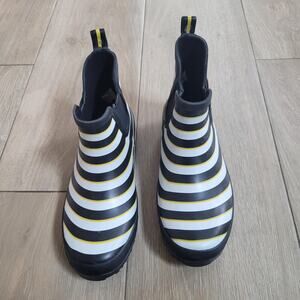 Gardenline Rain Boots Womens Size 8 Rubber Outdoor Shoes Striped Waterproof